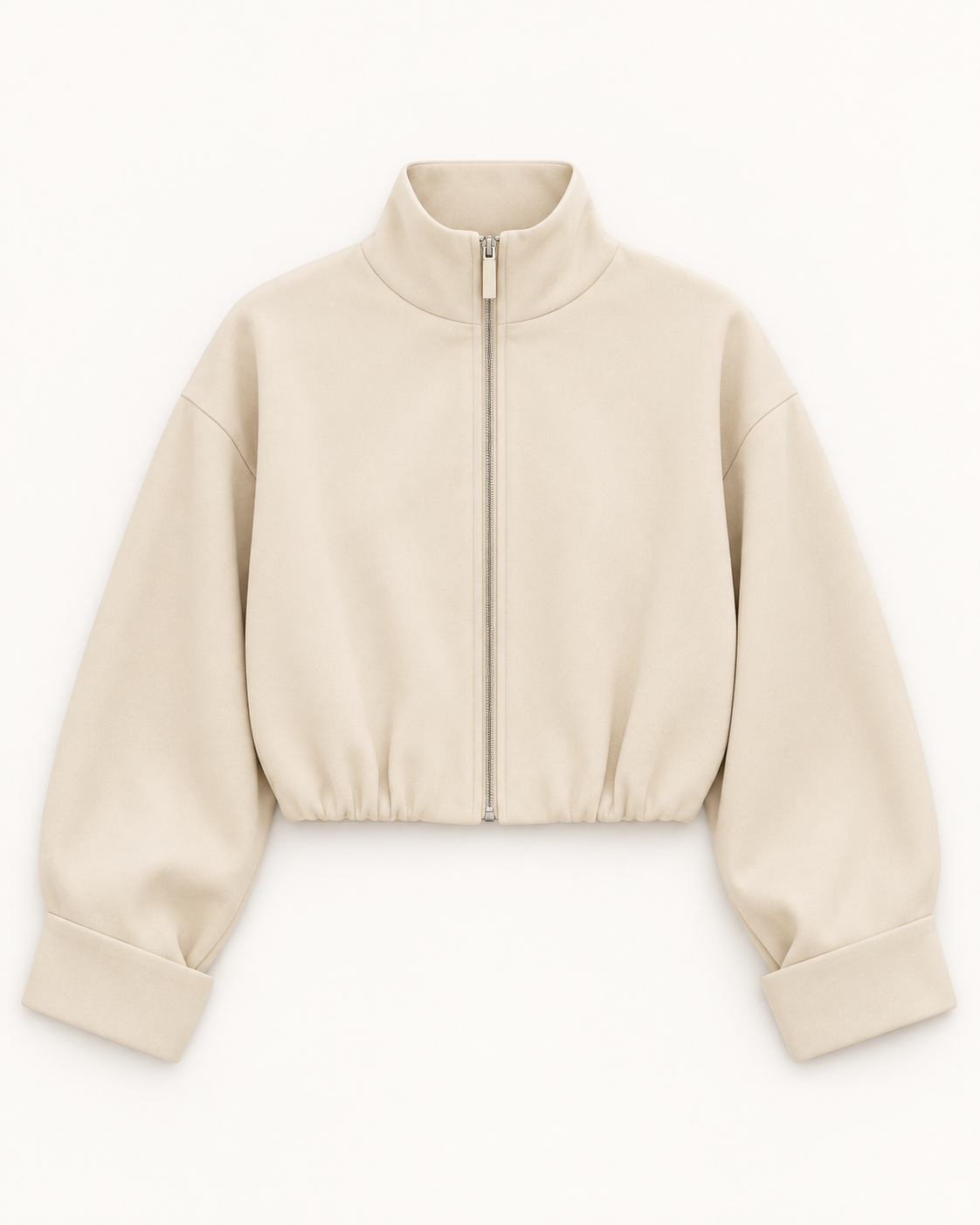 Soline Cropped Zip Jacket — Ecru